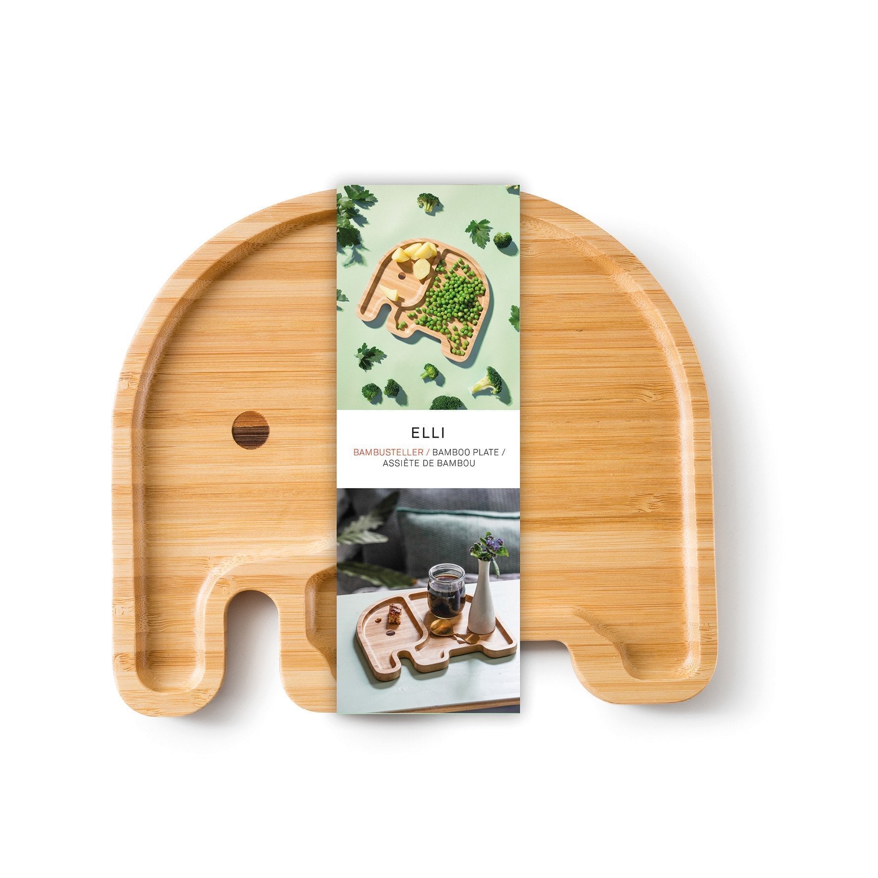 Bamboo Snack Plate Elephant Shape
