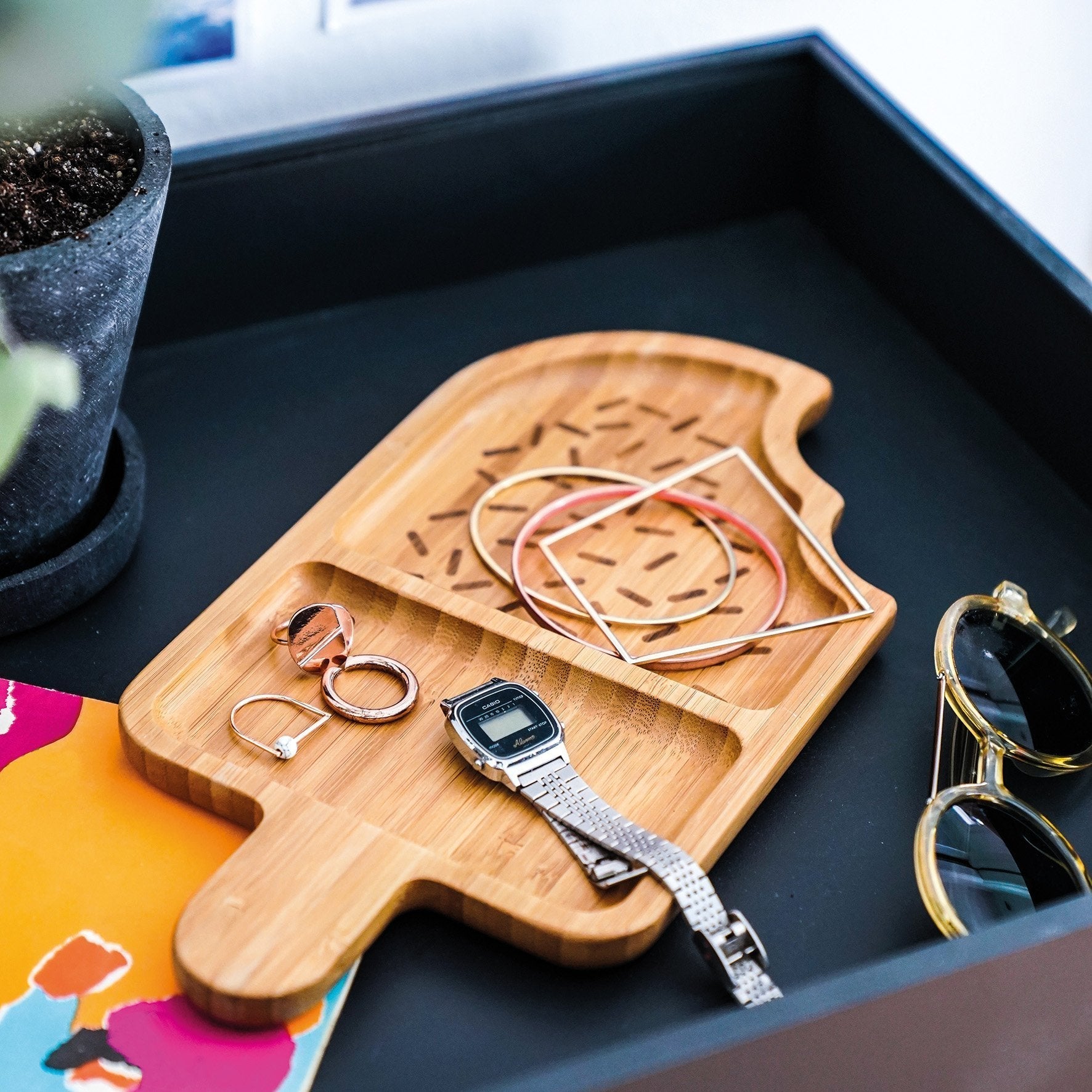 Bamboo Snack Plate Ice Cream Shape