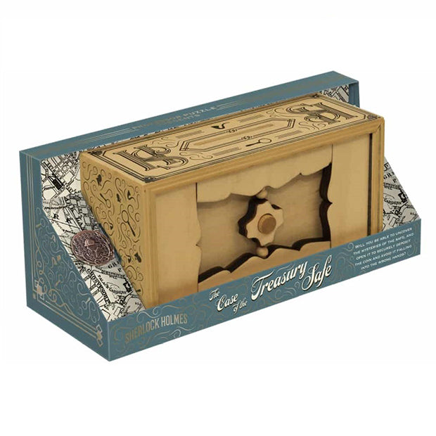 Wooden Puzzle Box Treasury Safe with Coin