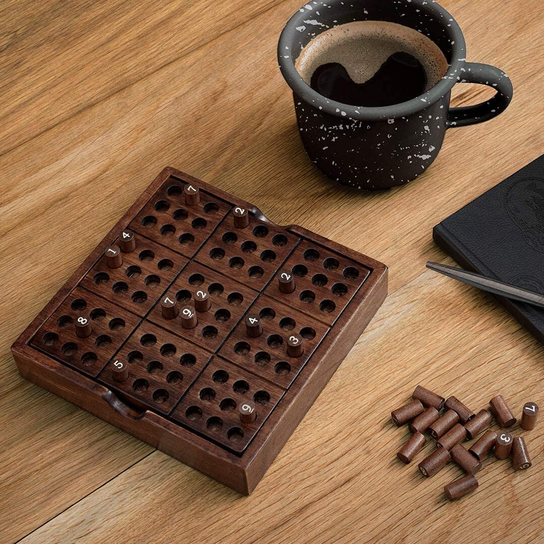 Wooden Number Puzzle Board Game - 81 Pegs