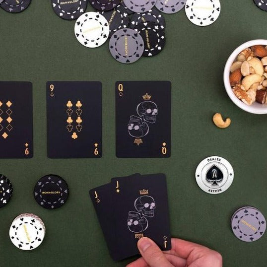 Poker Set in Wooden Box - 100 Chips and Black Cards