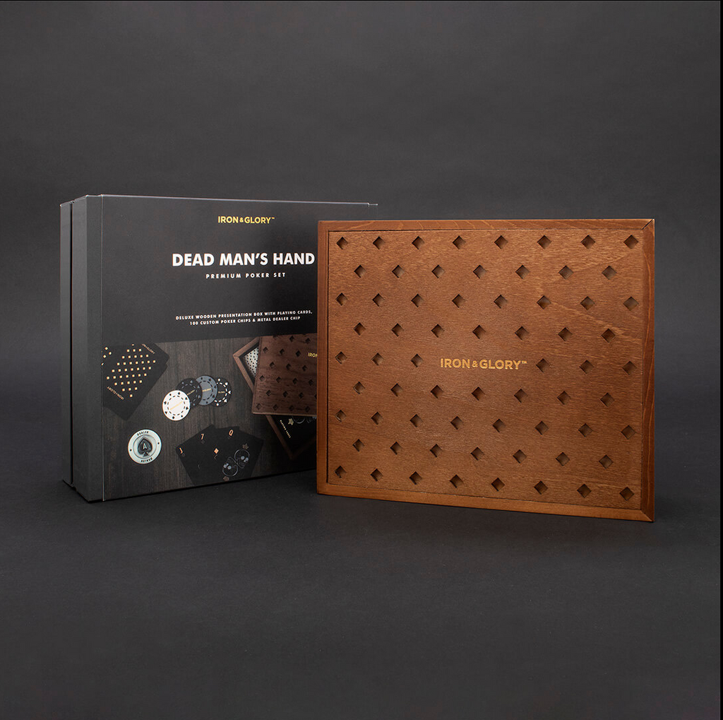 Poker Set in Wooden Box - 100 Chips and Black Cards
