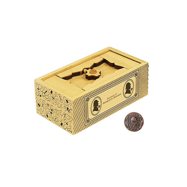 Wooden Puzzle Box Treasury Safe with Coin